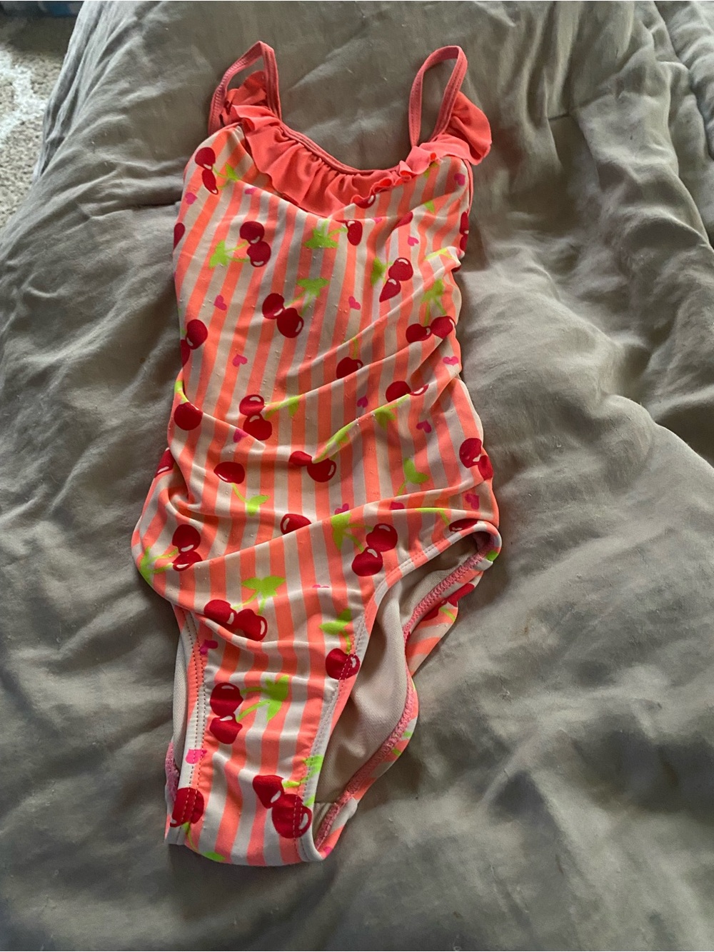 SO Pink & Navy Cherry-Accent Striped One-Piece